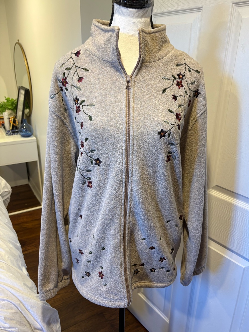 Vintage Northern Reflections Floral Embroidered Fleece Jacket